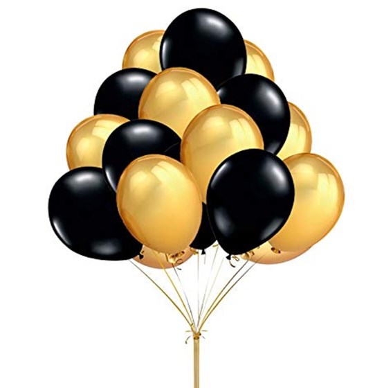 Black and Gold Solid Party Balloons