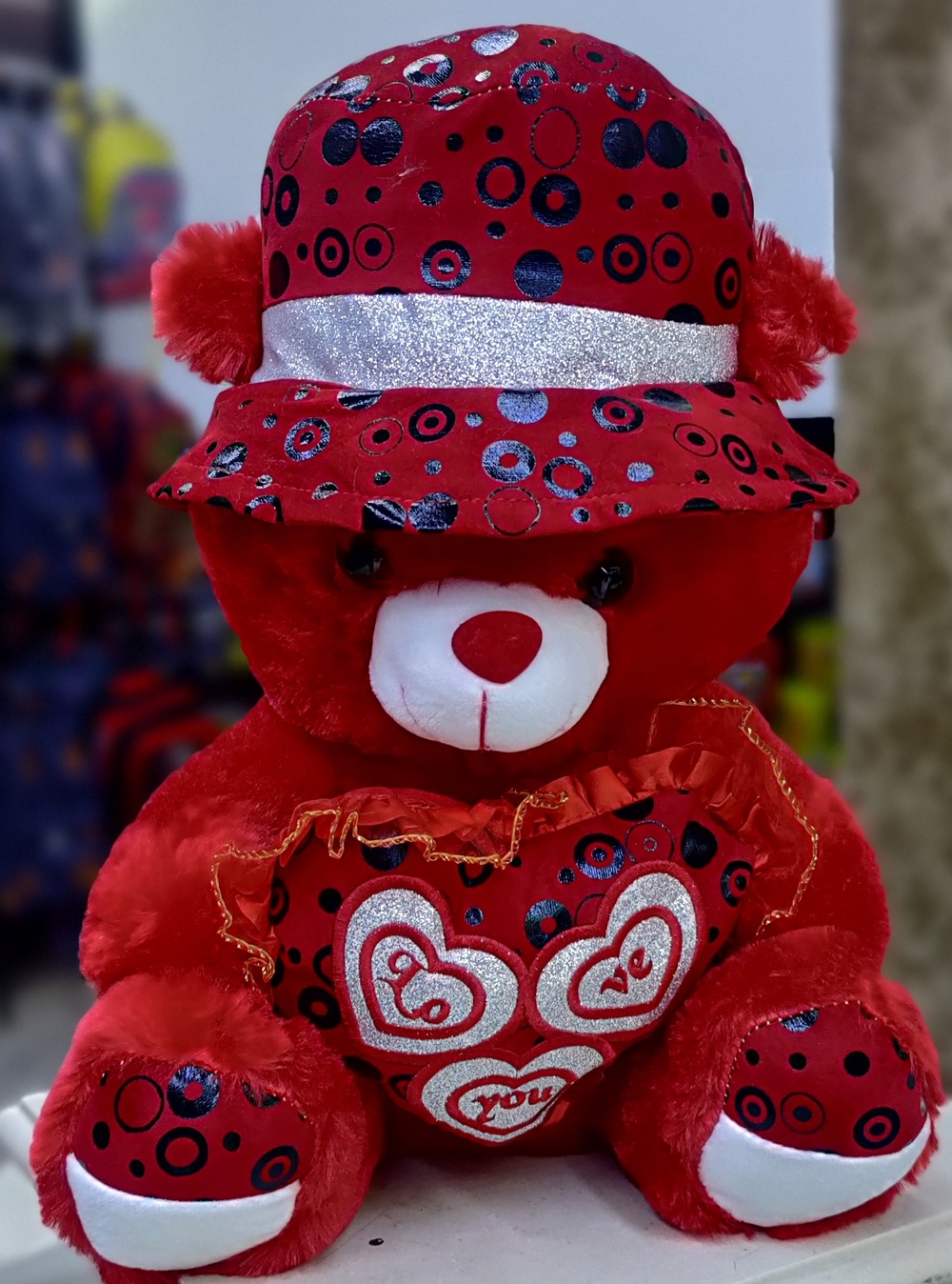 (40cm) Beautiful Red Teddy With Red Hat & Heart