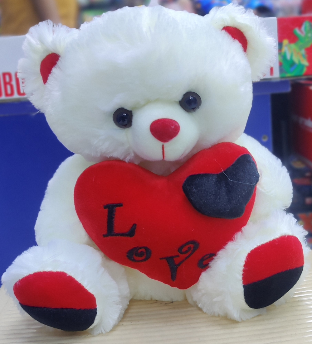 Beautiful White Teddy With Red Heart(30 cm)