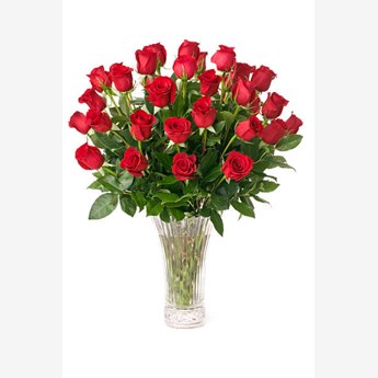 30 Red Roses with vase
