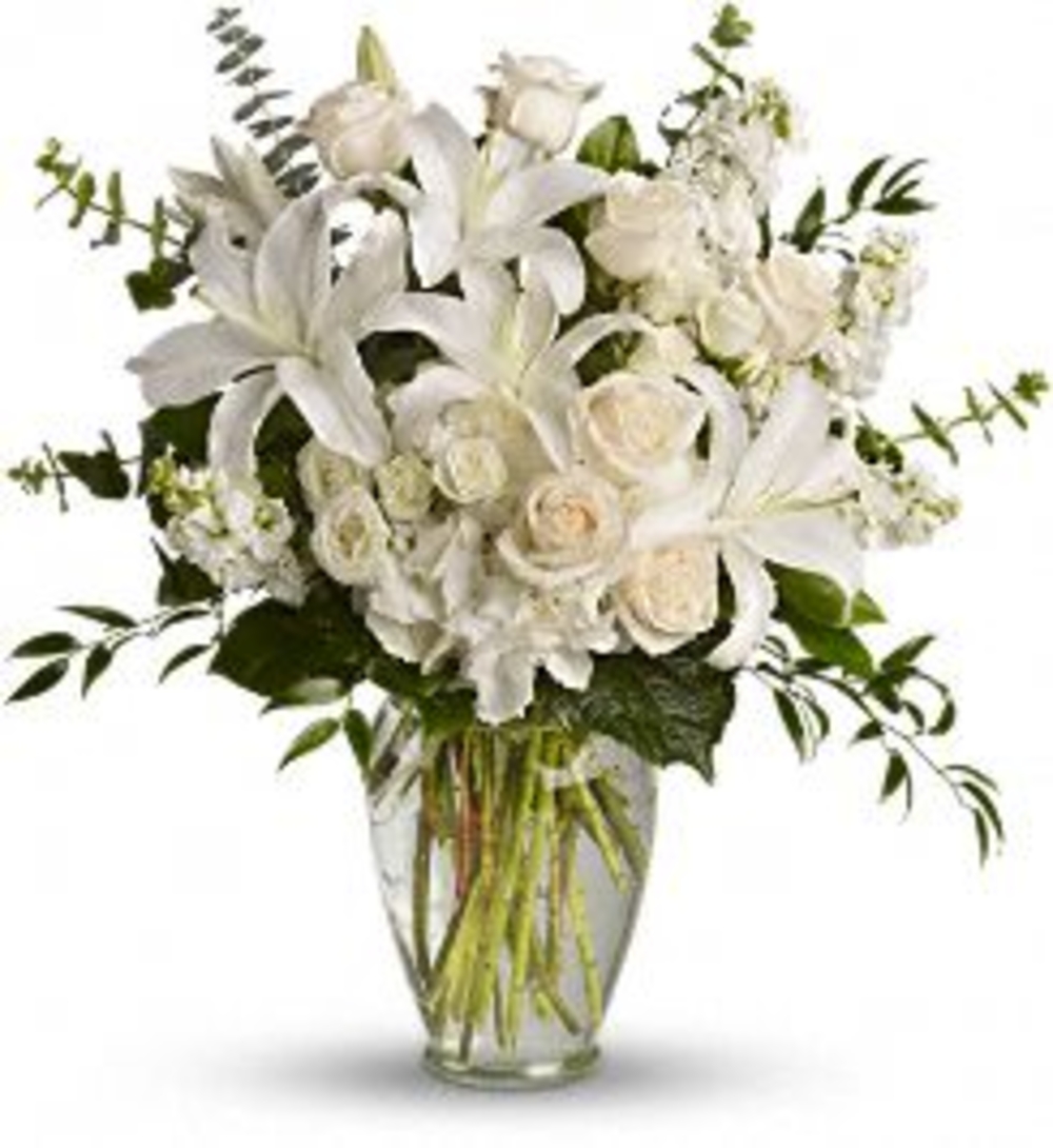 Elegant White Roses & Carnations Bouquet