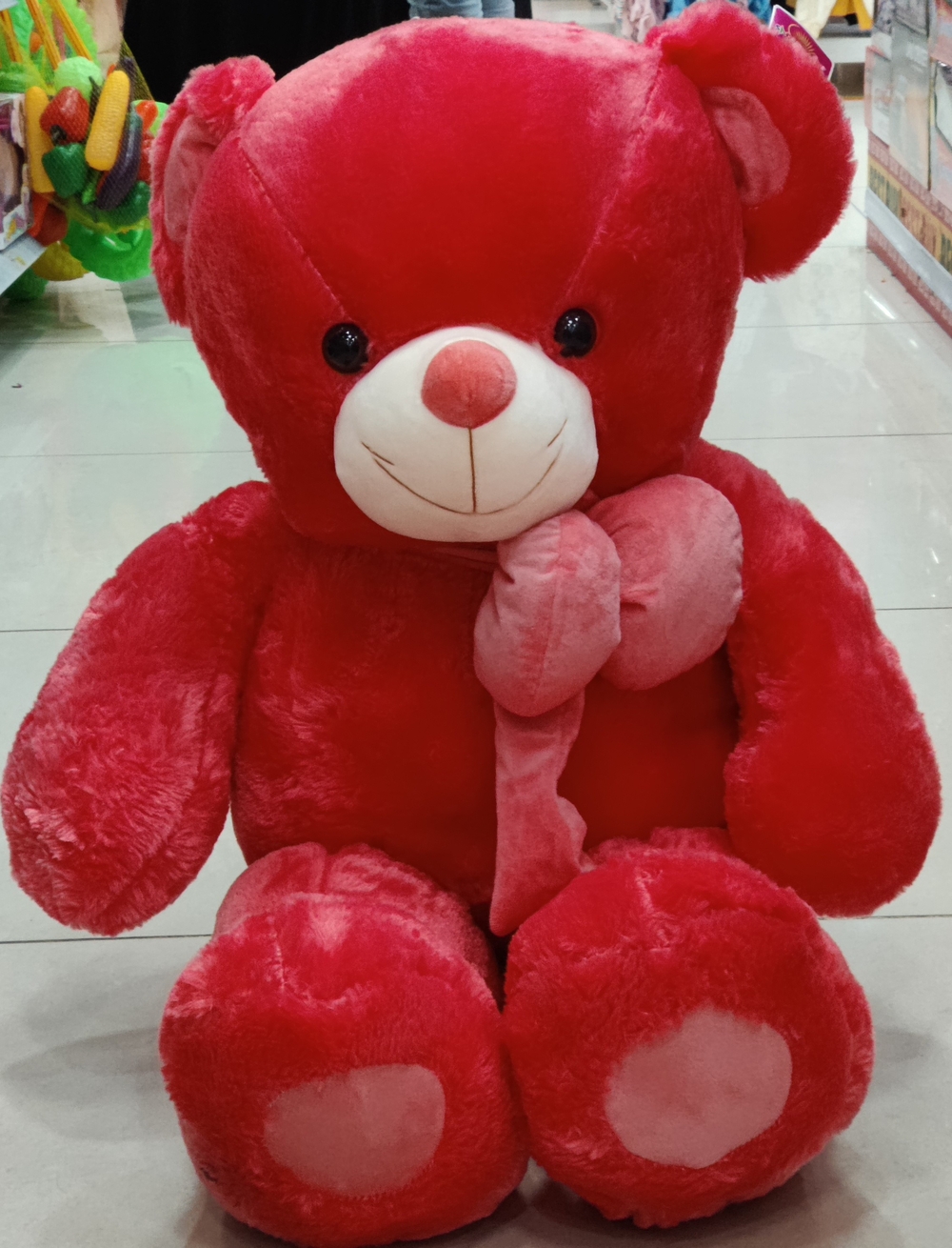 Red Teddy With Beautiful Red Ribbon (3 Feet)