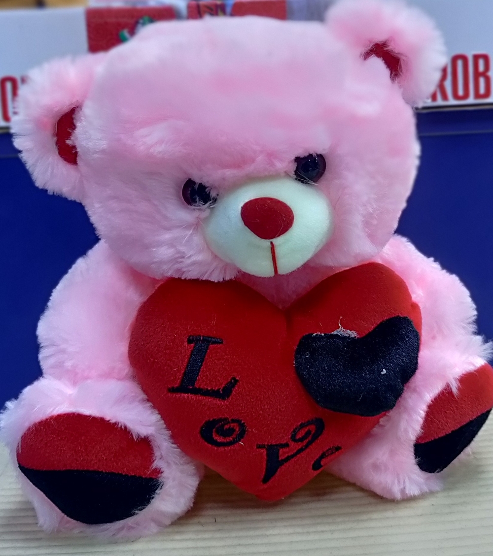 (30cm) Pink Teddy With Red Heart