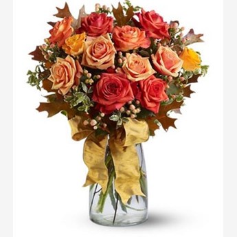 Vase with stems of Mixed Colour Roses