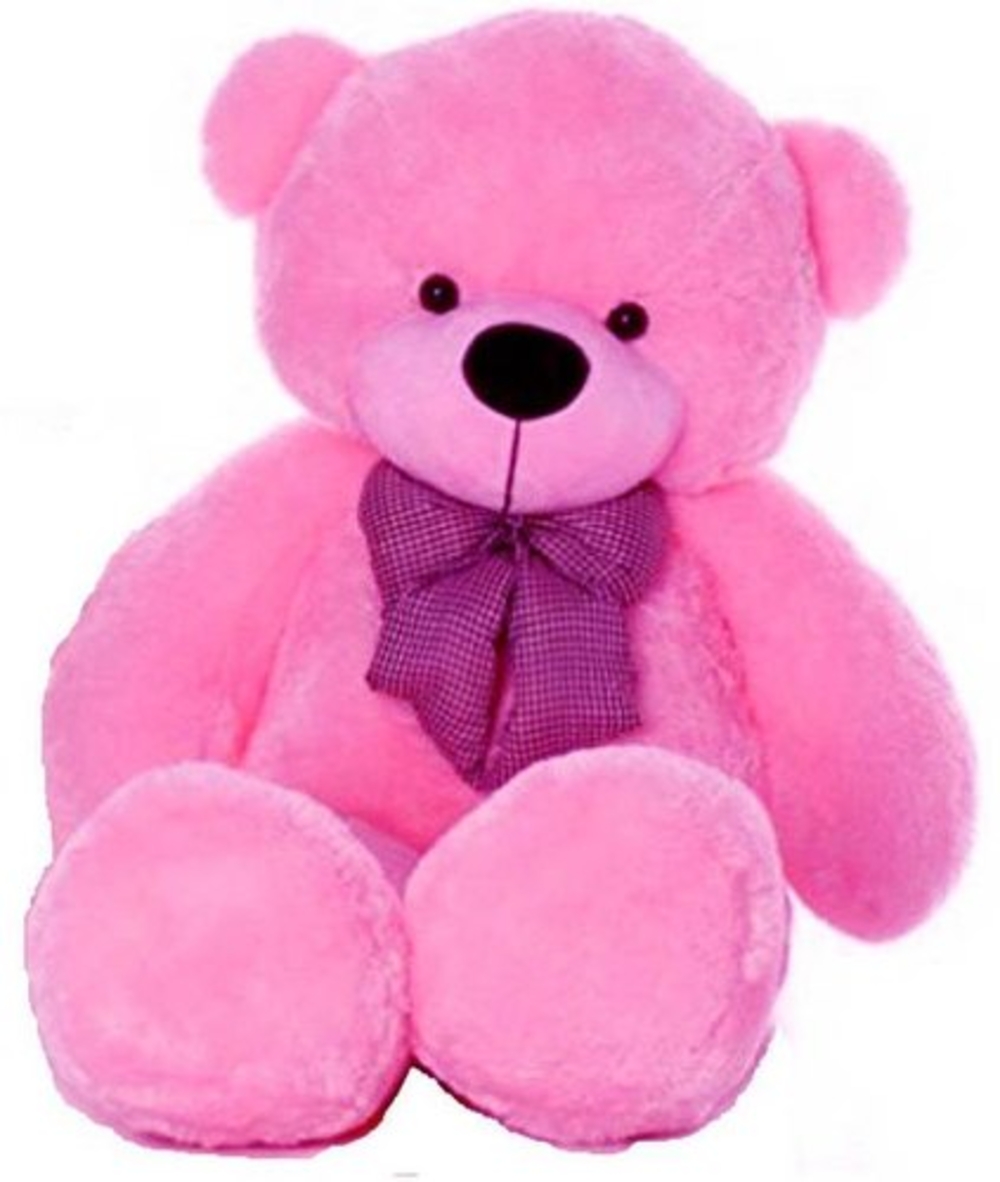 Pink Teddy With Purple Ribbon (3feet)